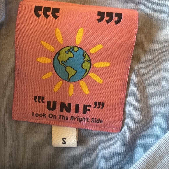 Unif Y2K sun fire ting yang embroidered crop top tee size S bright‎ side - Picture 4 of 4